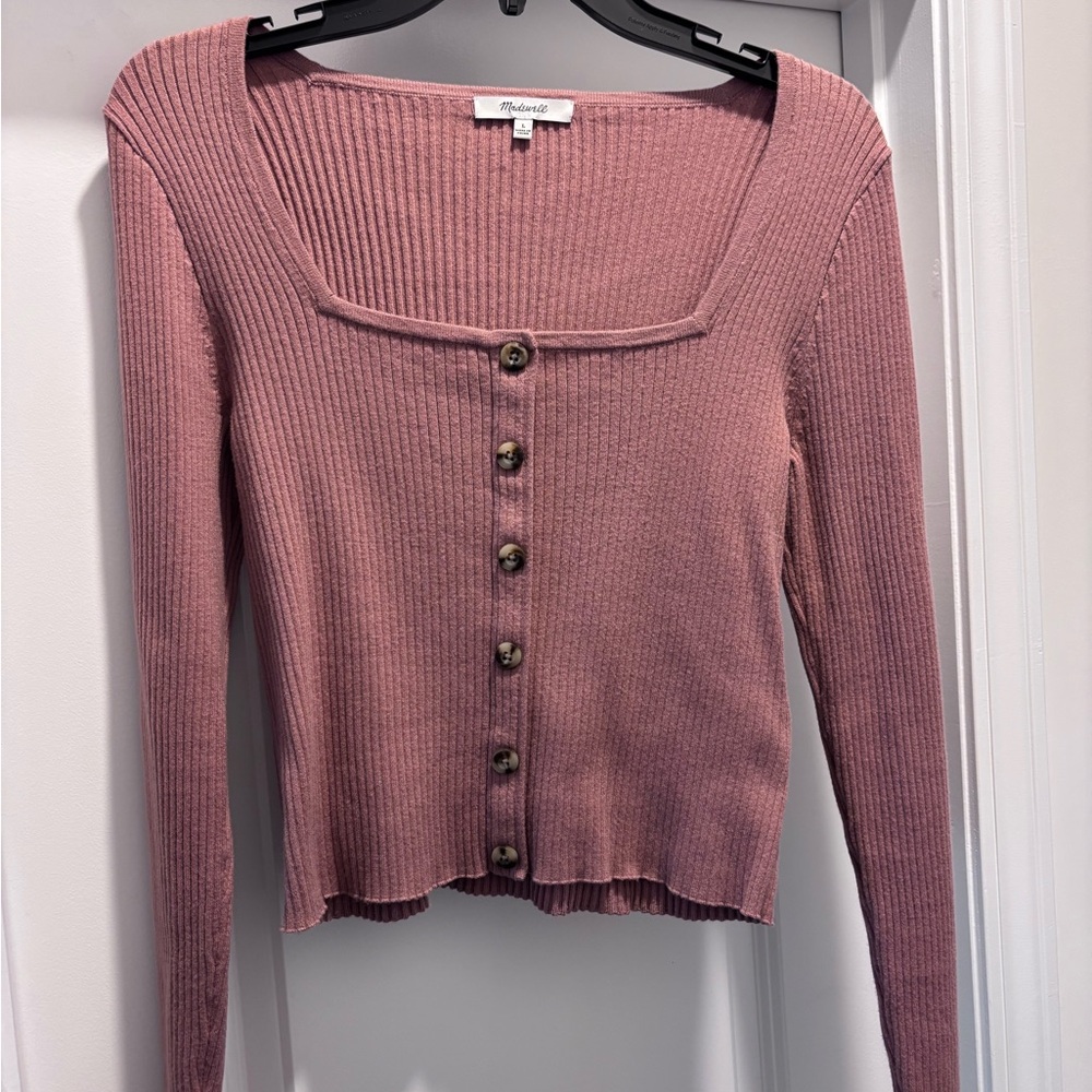 Madewell Dusty Pink Ribbed Knit Top